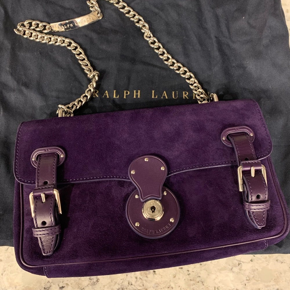 Ralph Lauren Purple Suede & Leather Ricky Bag